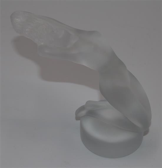 Lalique Chrysalis frosted glass paperweight in the form of a kneeling nude female, etched signature